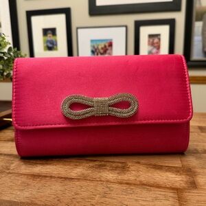 Hot Pink Clutch with Crystal Bow detail from Vici